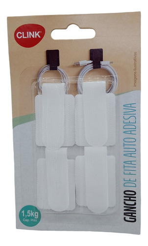 Organizador Fio Cabo Fita Velcro Auto Adesiva Cap.max 1,5kg Cor Branco