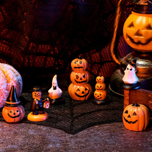 7 Piezas De Figuras De Calabaza En Miniatura De Halloween,