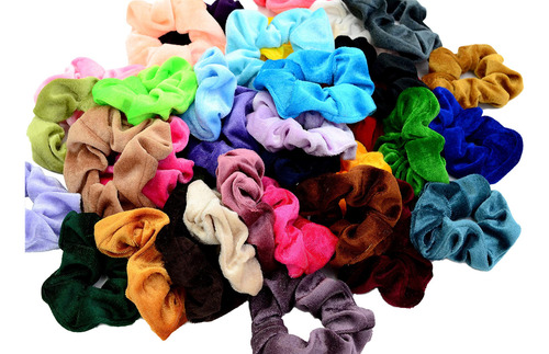55pcs Gomas Para El Pelo De Terciopelo Elásticos Bobbles Cin
