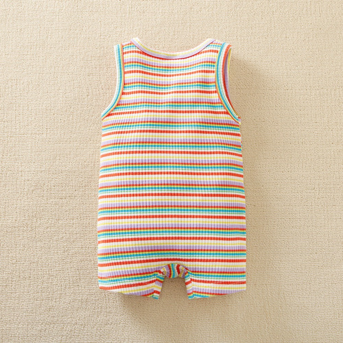 Mameluco De Punto De Verano Para Bebé Con Estampado De Rayas Beige 9-12 M Rayas