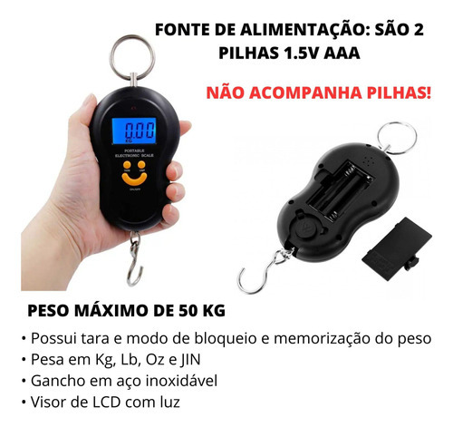 Balança De Mão/ Mala Com Função Tara Com Tela Digital Lcd
