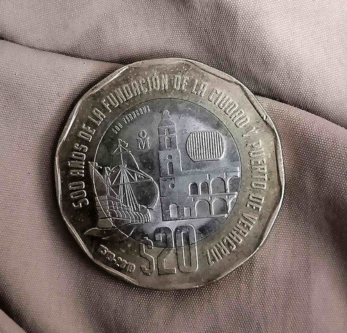 Moneda De $20 Conmemorativa Del Puerto De Veracruz 