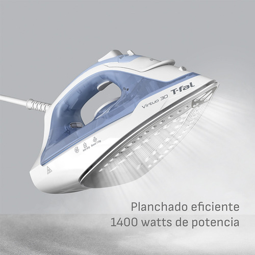 Plancha De Vapor T-fal Virtuo30 Suela Cerámicaxl, Fv2c61u0 Blanco/azul
