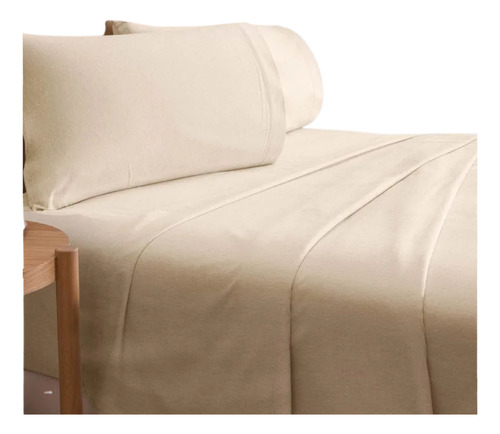 Juego De Sábanas De Franela Plus Matrimonial Concord Color Beige