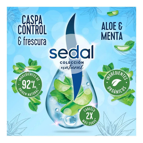 2 Shampoo Sedal Control Caspa Y Frescura Aloe Y Menta 620ml