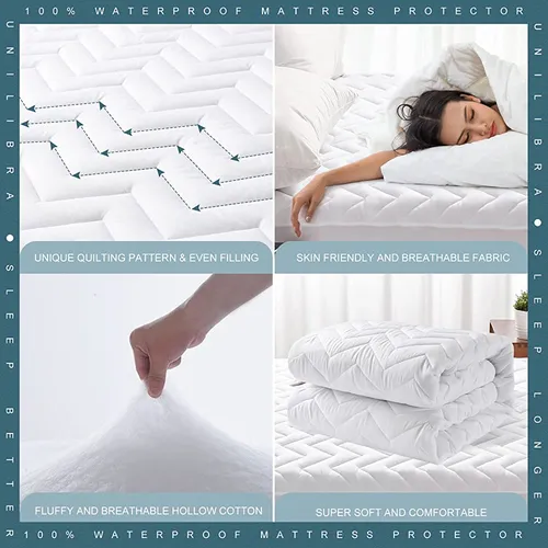 Queen Size Protector De Colchón Impermeable Acolchado, Almoh 2 Plazas