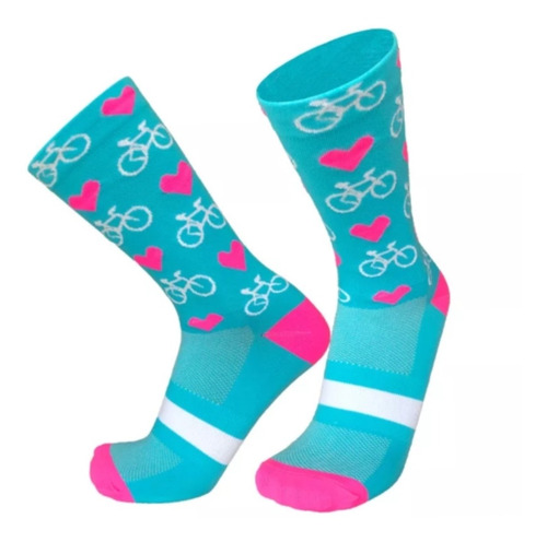 Imagen 2 de 3 de Medias De Ciclismo Estampados De Bicicleta Para Mtb/ Ruta.