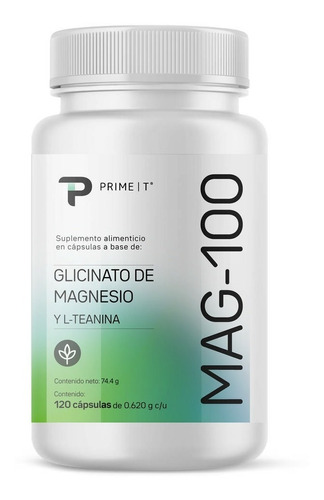 Magnesio Glicinato Mag-100 Primetech 120 Cáps Con 100 Mg