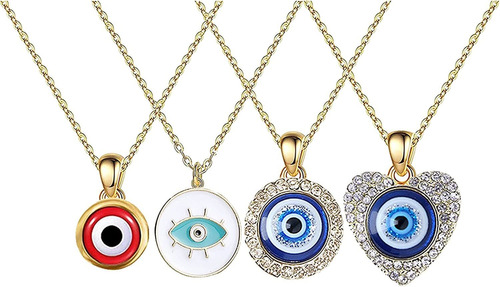 Juego De 4 Collares De Ojo Malvado Para Mujeres, Hombres Y N