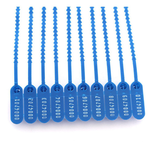 Imagem 2 de 6 de Lacre P/ Malote Numerado Azul 16cm Pacote C/ 500 Unidades