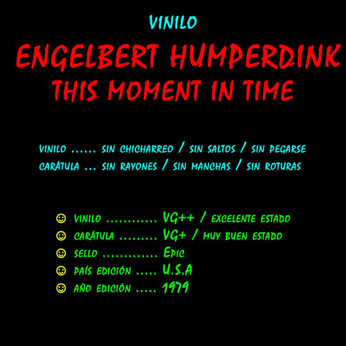 ¬¬ Vinilo Engelbert Humperdinck / This Moment In Time Zp Ing (Usado)