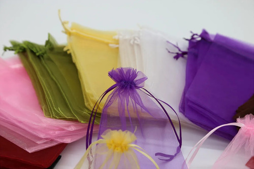 200 Bolsas De Regalo De Organza Con Cordones, 7 X 9 Cm