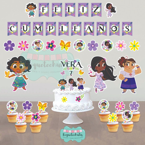 Kit Cumple Deco Cake Topper Banderín Encanto