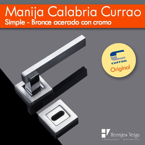 Imagen 3 de 9 de Manija Currao Calabria Simple Bce Acerada C/cromo Lujo Puert