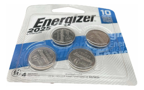 Pack 4x Pila De Botón Litio Cr2025 Batería Energizer 2025 3v