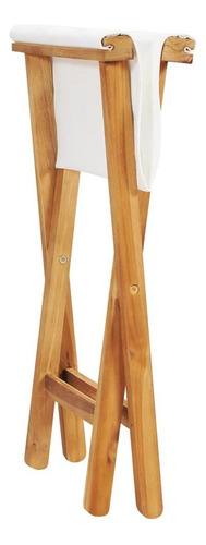 Sillas Plegables 2 Pzas Madera Teca Y Tela Crema Blanco Color Café