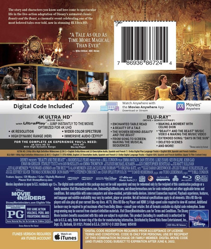 Imagen 2 de 3 de 4k Uhd + Blu-ray Beauty & The Beast Bella Y La Bestia (2017)