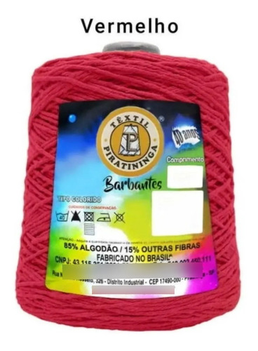 Barbante Colorido Número 8 Para Crochê E Artesanatos 600gr Cor Vermelho