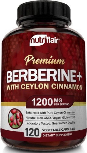 Premium Berberina Berberine + Canela Ceylan Capsulas 1300mg