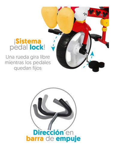 Triciclo Apache Mickey Con Cajuela Grande Y Barra De Empuje Rojo (Usado)