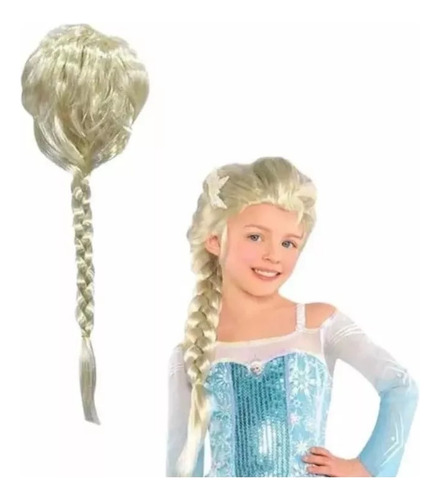 Peluca Sintética Elsa Frozen Trenza Para Disfraz Cabello