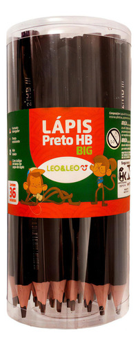 36 Lapis Infantil Grafite Preto Escrever Hb Jumbo Atacado