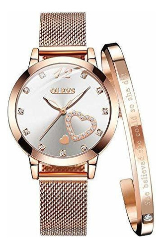 Reloj De Pulsera Para Mujer Color Oro Rosa Reloj De Moda Res