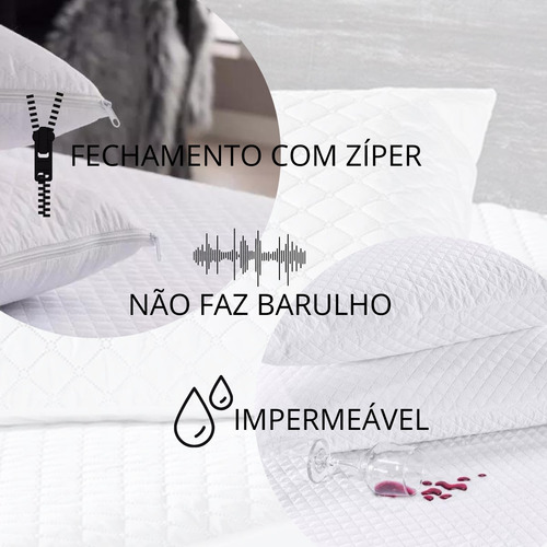 2 Fronhas Impermeável Zíper Anti-ácaro Não Faz Barulho Capa