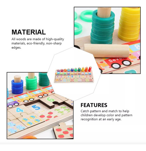 Tablero Montessori Numérico Domino Didáctico Madera -463