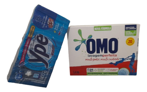 Kit Sabão Pó Omo 1,6kg + 5barras Sabão Ype Multiativo 900g