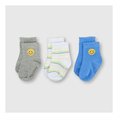 Calcetin Deportivo De Bebe Niña 3 Pack Smile Celeste (0 A 2 