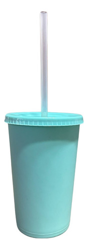 Vaso Con Popote 21 Pzas Reusable Personalizados Todos 16oz Menta