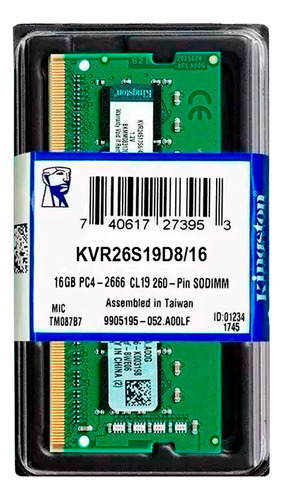 Memoria Ram Kingston 16gb Ddr4 Pc4-21300 2666 Mhz Sodimm Lap