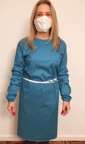 Imagem 5 de 9 de Kit Gorro + Avental + Máscara Reutilizáveis Em Tricoline