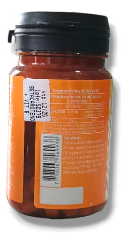 Betacaroteno Vitamina E Urucum Hierbas Del Oasis 60 Comprimi