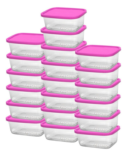 20 Potes 500ml Marmita Fit Rosa Reutilizável Para Microondas