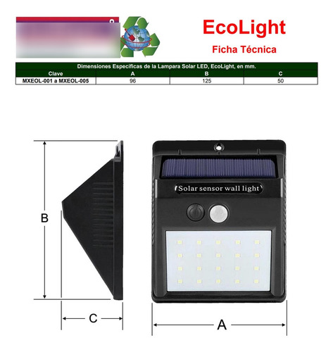 Lampara Led, Mxeol-002, 2pzas, 4w, 20 Led, Panel Solar 0.55w Estructura Negro
