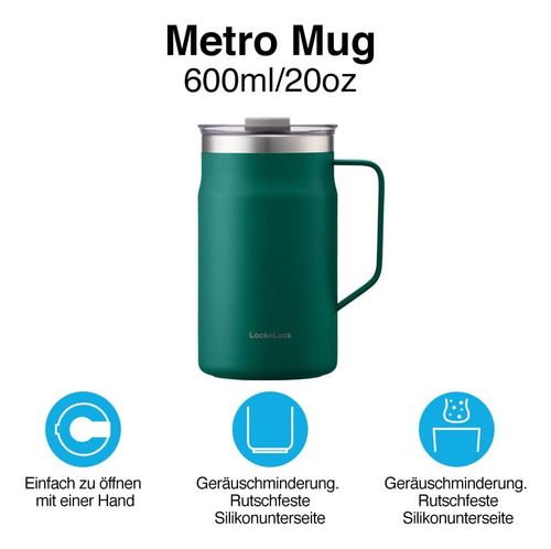 Taza Doble Pared Lock & Lock Amarillo, Con Tapa, 225 Ml