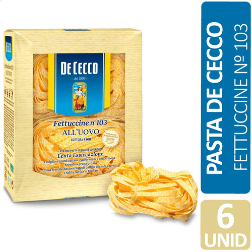 Imagen 1 de 8 de Pastas De Cecco Fettuccine Nº 103 Al Huevo Italia 6 Paquetes