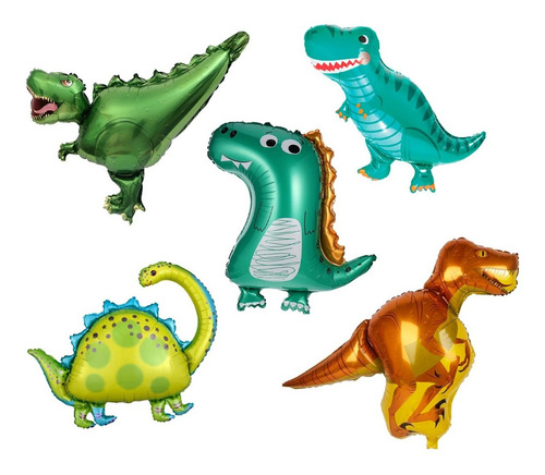 Globo Dinosaurio Gigante Metalizado Decoracion Cumpleaños Color Verde