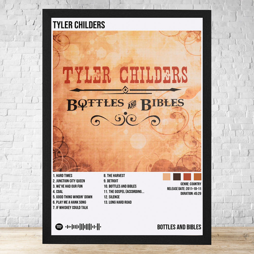 Cuadro Tyler Childers 30x40 Con Vidrio Y Marco Madera C148 Negro Clasico