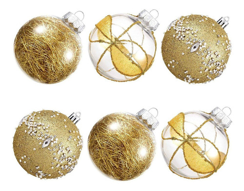 12 Bolas De Navidad Ps Xmasexp - 3 Diseños Dorado 7cm