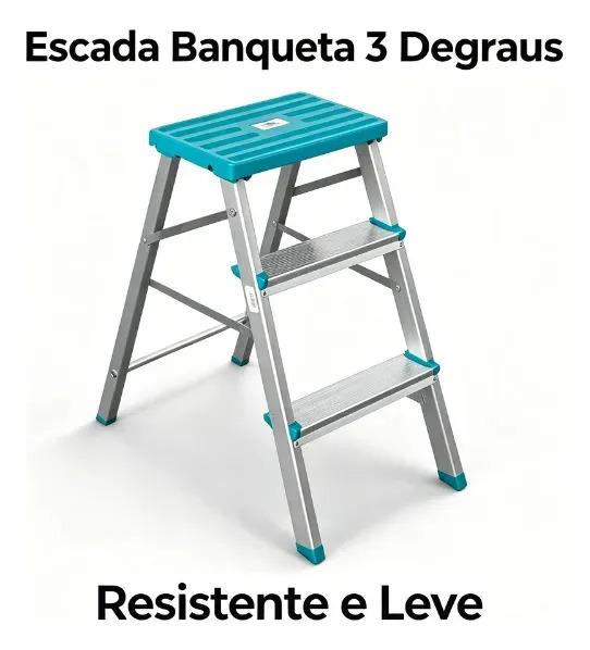 Escada Banqueta Alumínio Dobrável 3 Degraus 120kg Gibafer