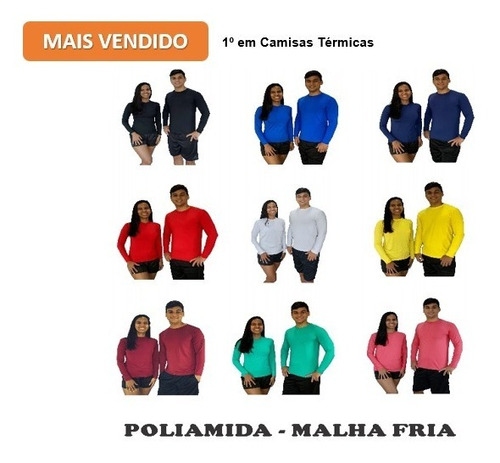 Kit 5 Blusas Feminina Termica Malha Fria - Poliamida  Uv 50+