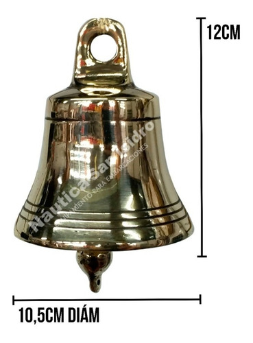Campana De Colgar Grande Bronce Pulido Con Soporte