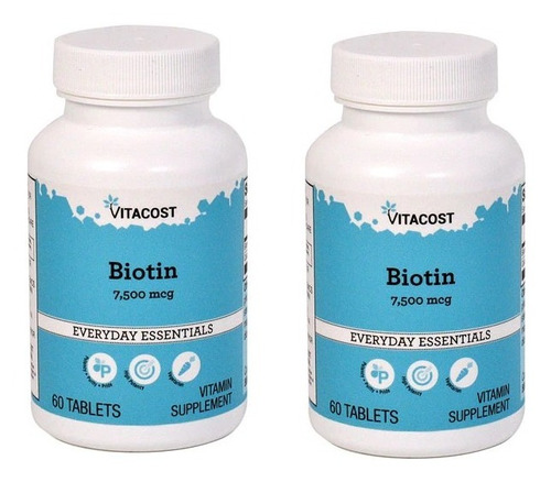  Biotin  7500 Mcg  60 Veg Tabs Vitacost Super Promoción 2uni