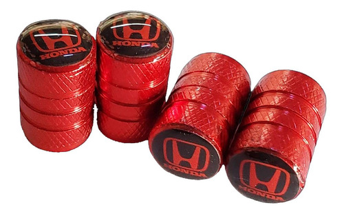 Set 4 Tapas Aire Llanta Honda Rojo Aluminio Rojo Universal 