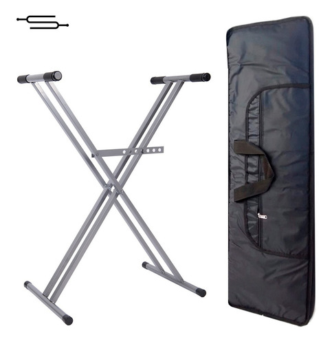 Imagen 1 de 5 de Soporte Doble + Funda Teclado Organo 61 Teclas 5 Octavas