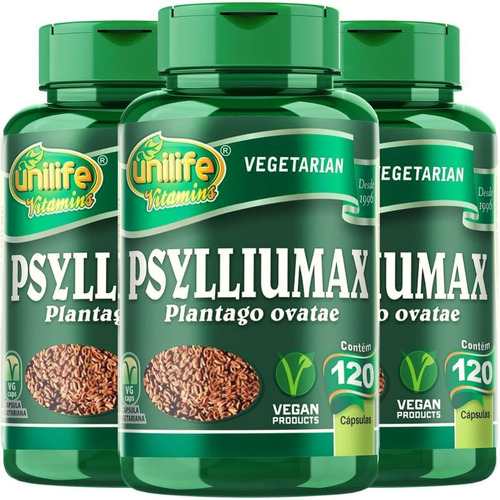 Kit 3 Psylliumax - Psyllium 550mg 120 Cápsulas - Unilife