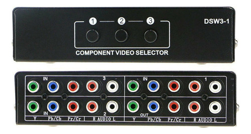 Switcher Seletor De Vídeo Componente Hdmatters 3x1 Com Áudio Analógico Rca 5 Vias, Alternância Fácil, Alto Isolamento E Auto-terminação De 75 Ohm Para Máxima Qualidade E Proteção